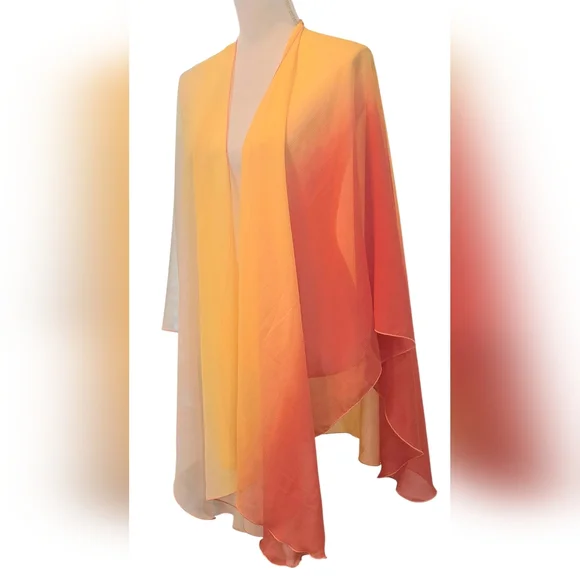 Chico's Sunset Ombre Swim Cover-Up Kimono in Yellow & Orange - Picture 4 of 8